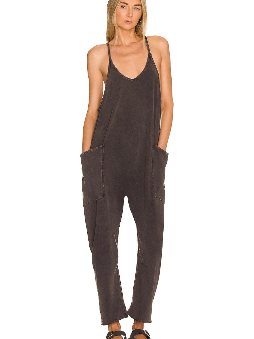 Free people shot onesie/ washed black